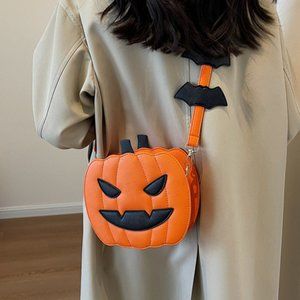 Pumpkin Cartoon Shoulder Crossbody Bag With Bat Personalized